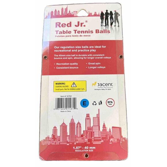RED JR. Table Tennis Ping Pong Balls 40mm Regulation Size (6 Pack) NEW SEALED - Picture 2 of 2